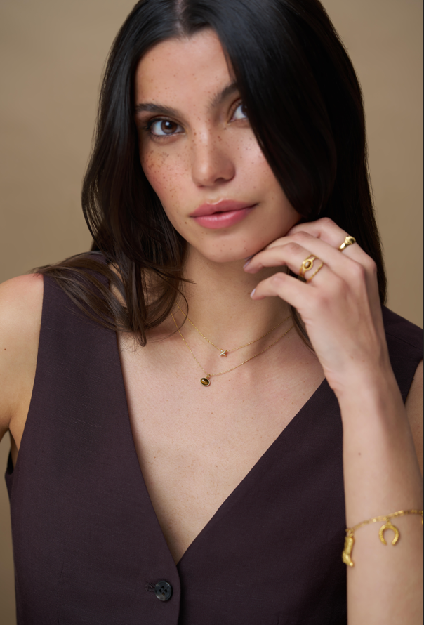 Orelia Tigers Eye Charm Necklace
