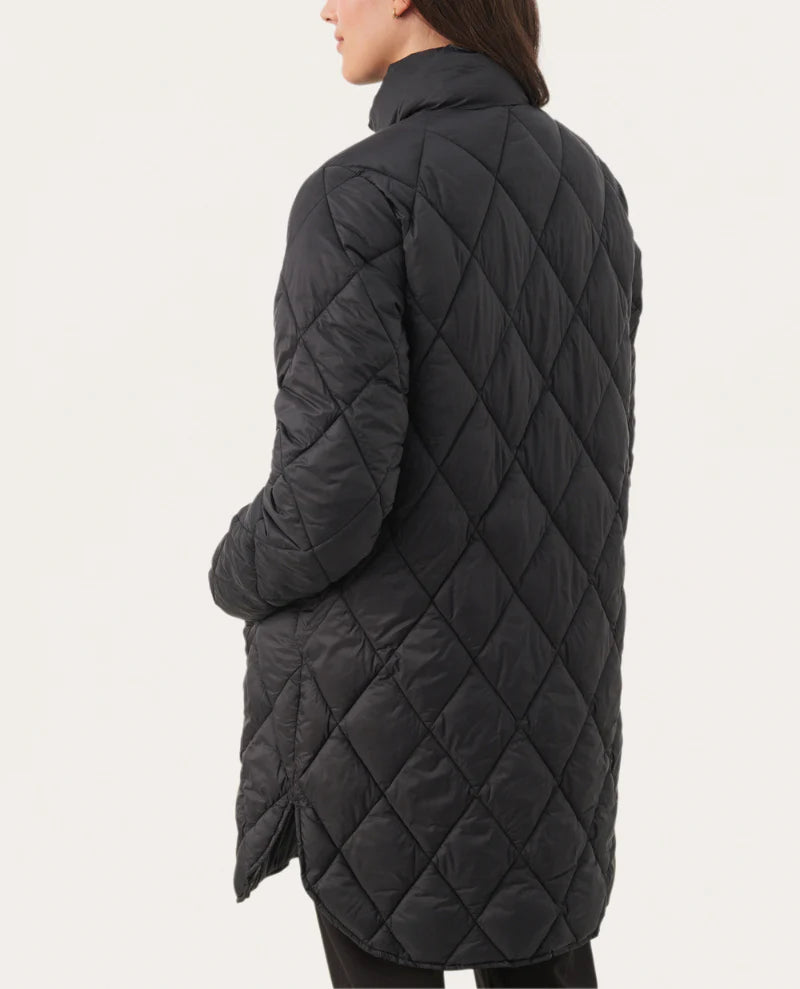 Part Two Olilas Quilted Long Black Coat
