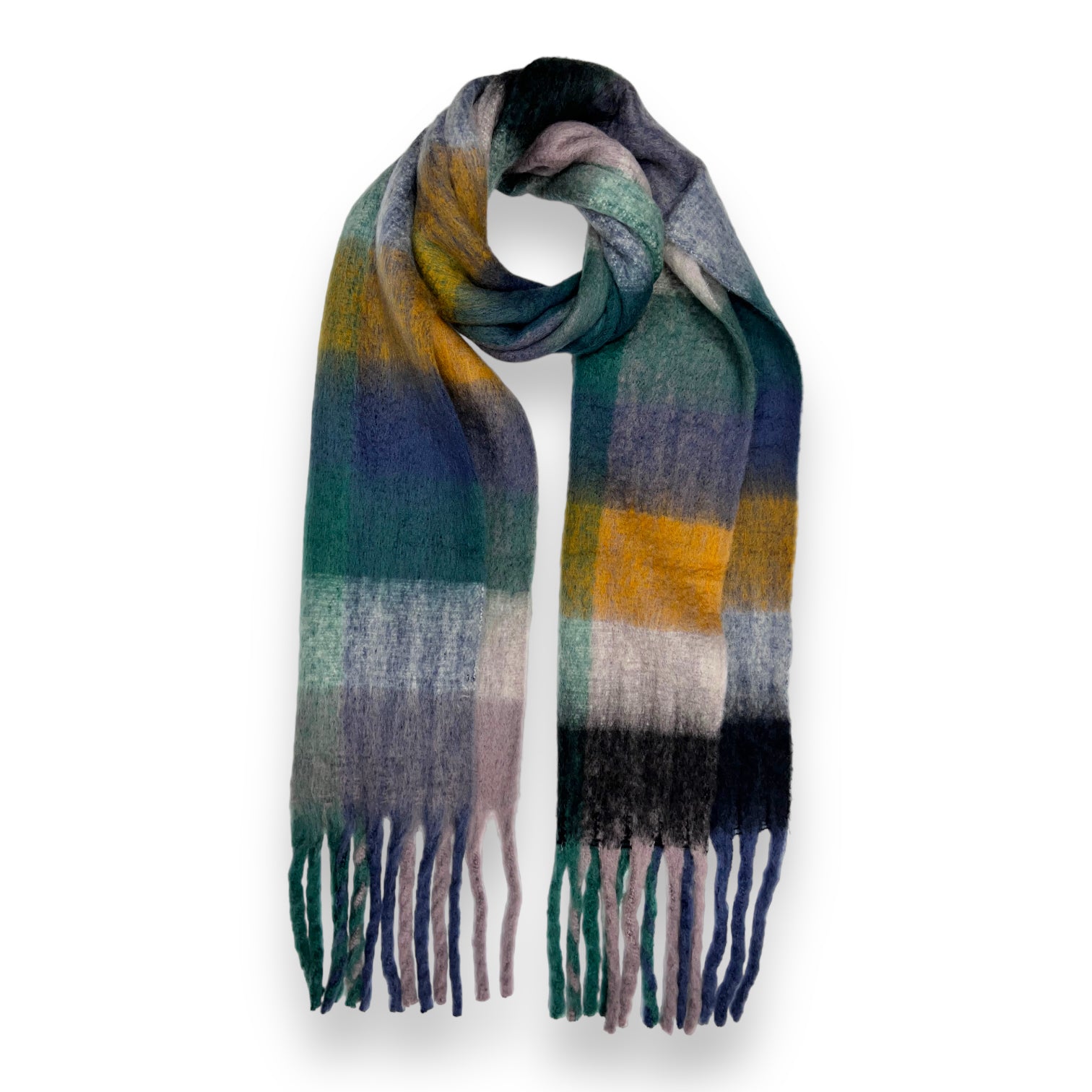 Woven Check Blanket Fringe Scarf