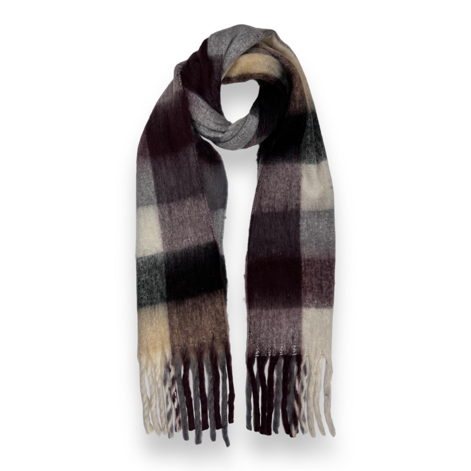 Woven Check Blanket Fringe Scarf