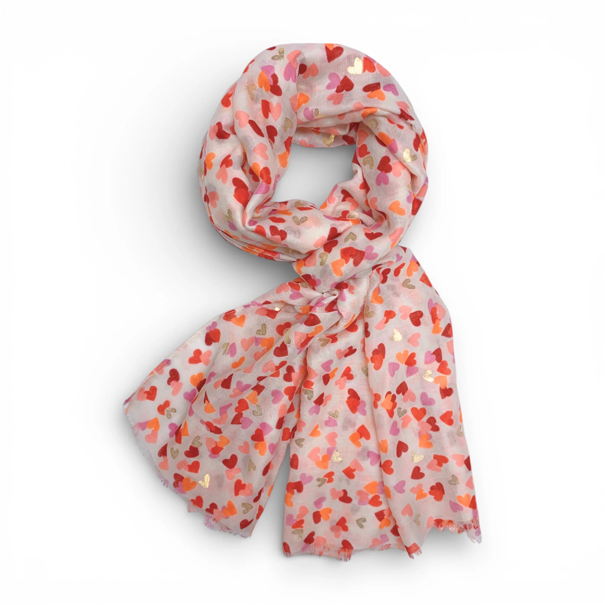 Precious Golden Heart Cotton Blend Scarf