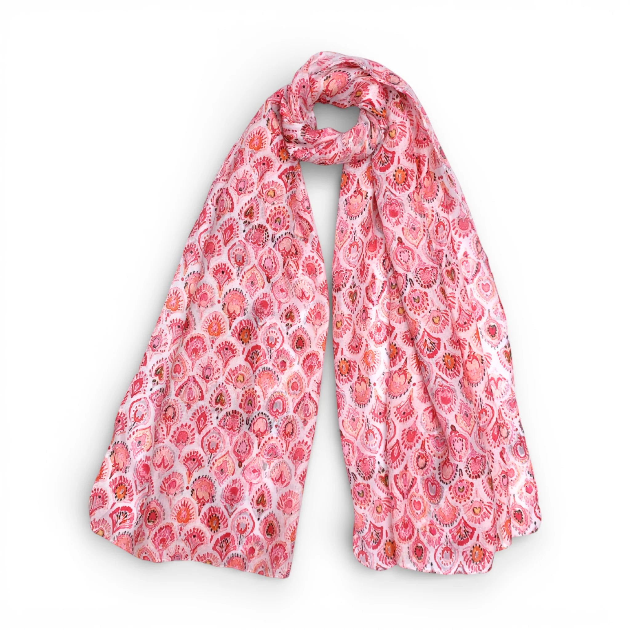 Precious Peacock Print Cotton Blend Scarf