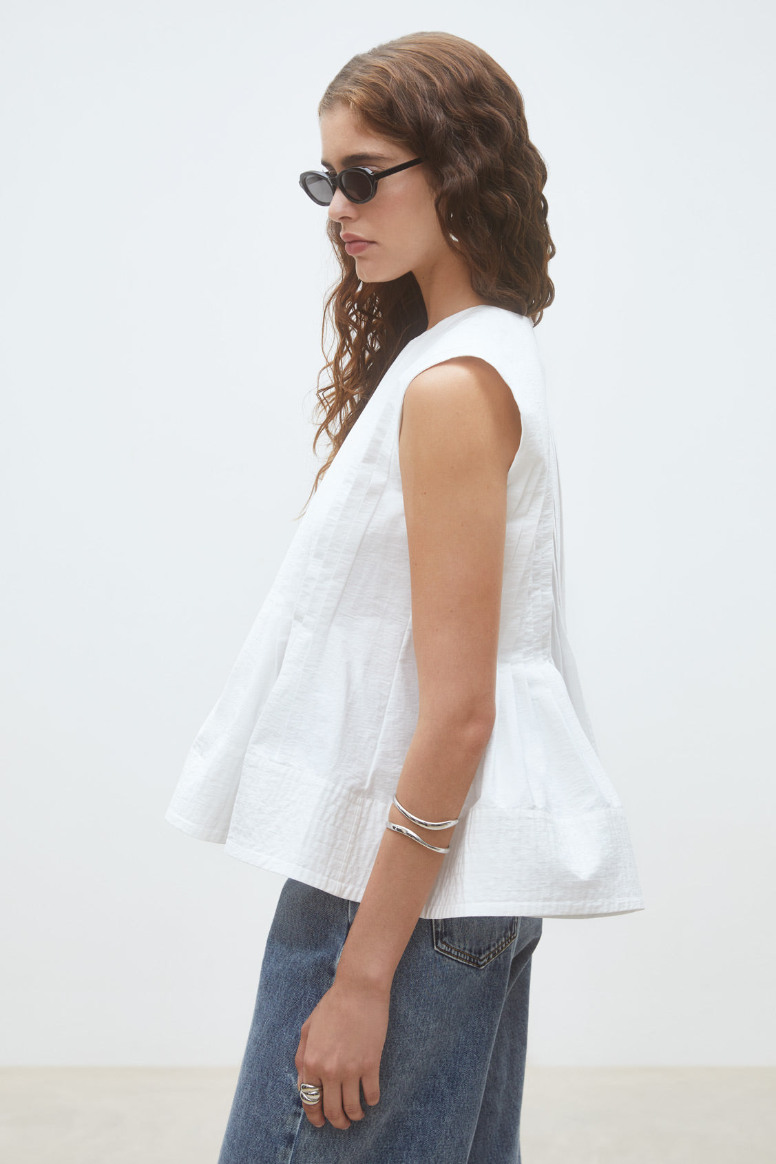 Suncoo Luigi Peplum Pleated Top