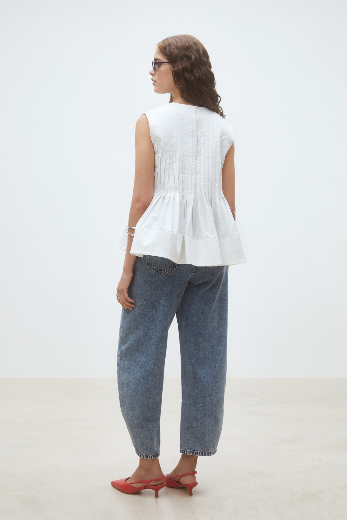 Suncoo Luigi Peplum Pleated Top
