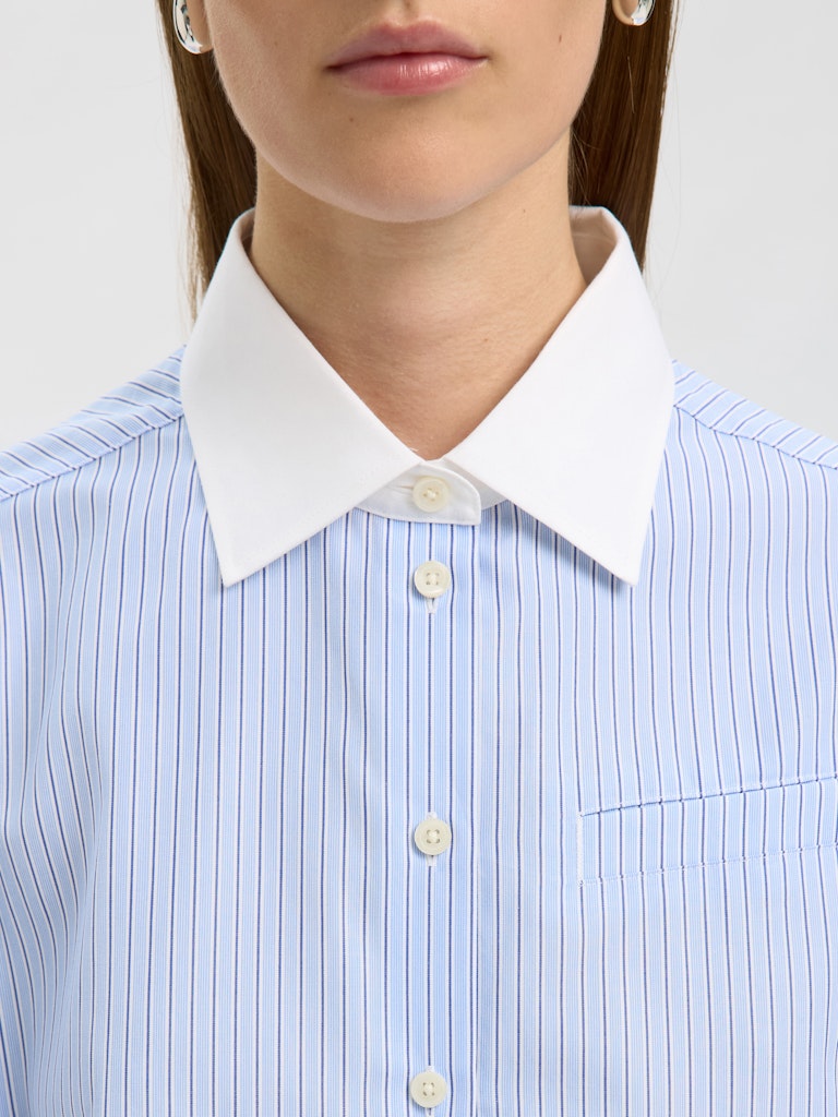 Selected Femme Ilina Relaxed Blue Stripe Shirt