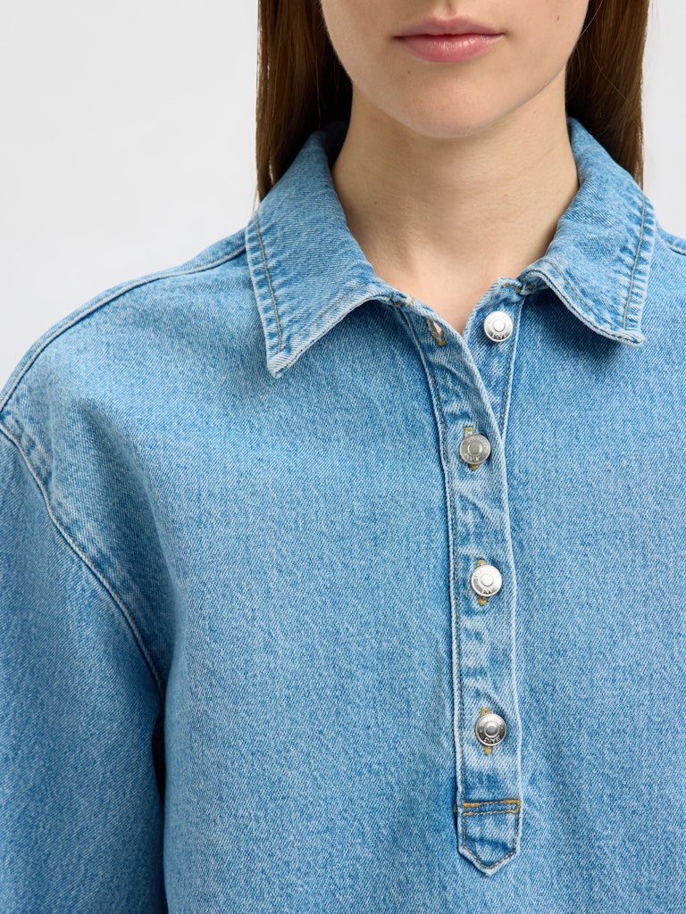Selected Femme Liva-Kori Boxi Polo Denim Shirt