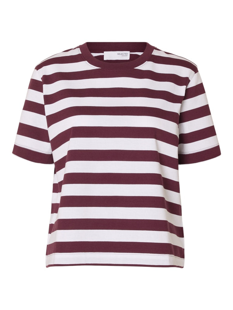 Selected Femme Essential Fig Stripe Boxy Tee