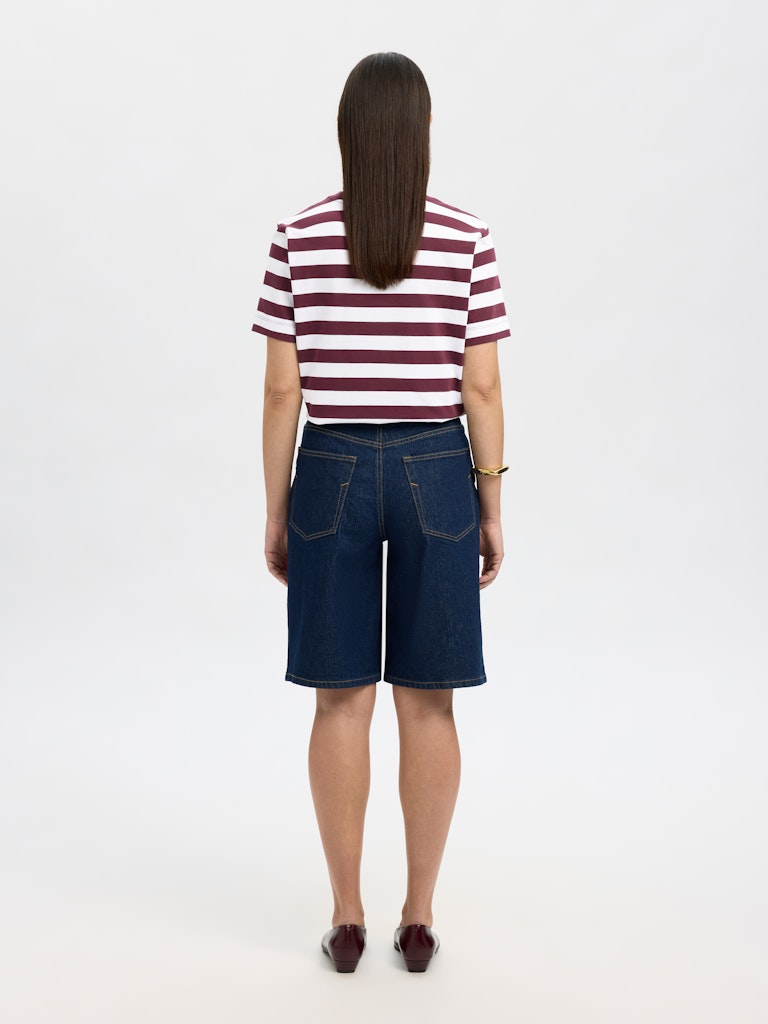 Selected Femme Essential Fig Stripe Boxy Tee