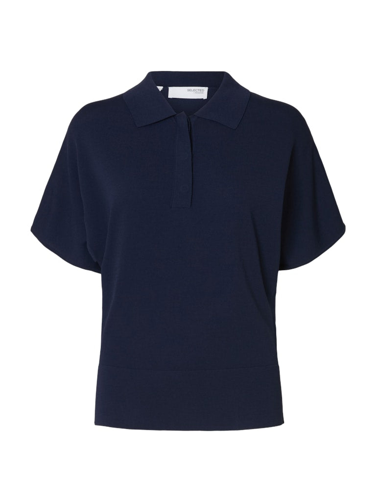 Selected Femme Calo Navy Polo Knit