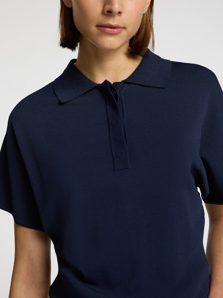 Selected Femme Calo Navy Polo Knit