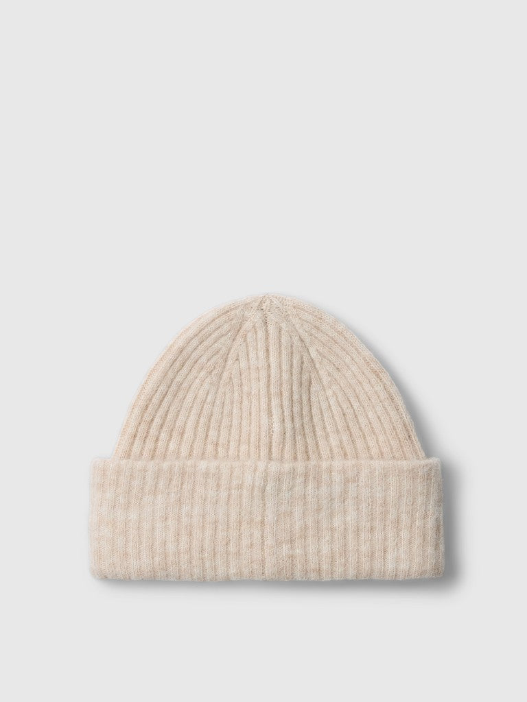 Selected Lulu Ribbed Birch Melange Beanie