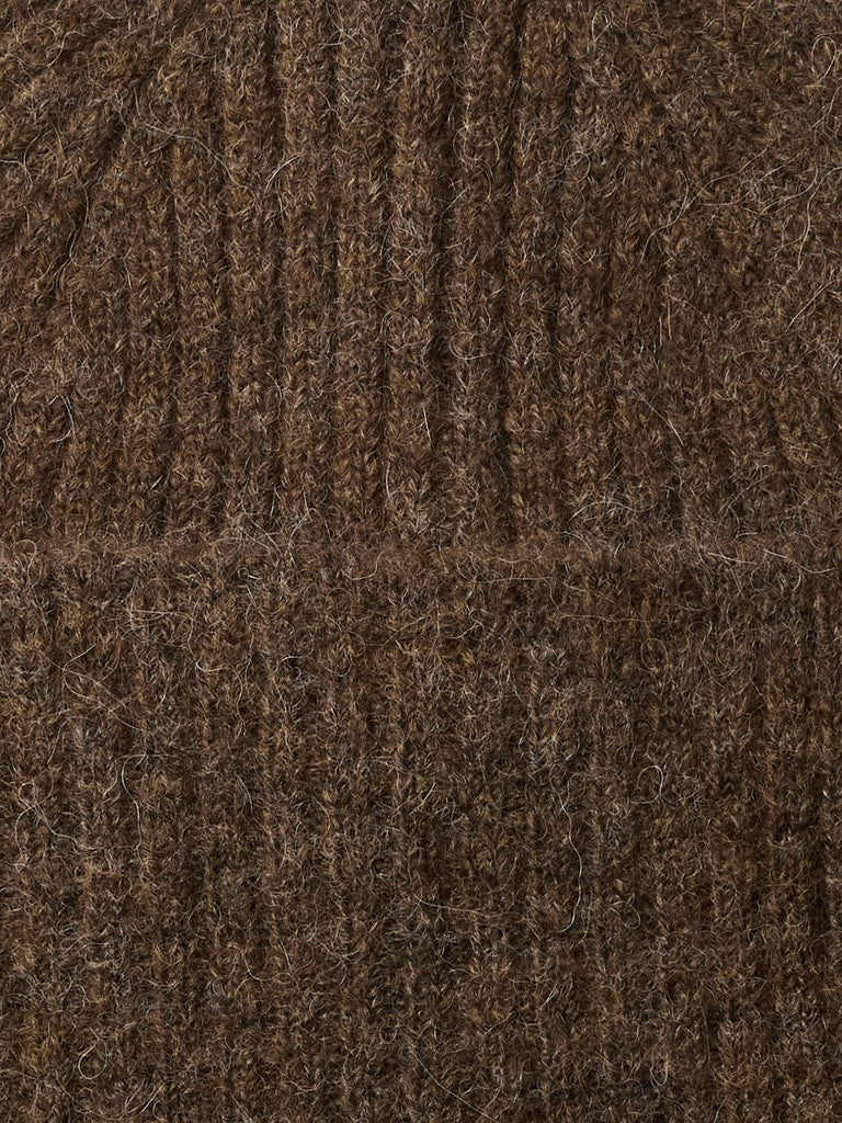 Selected Lulu Ribbed Dachsund Brown Beanie