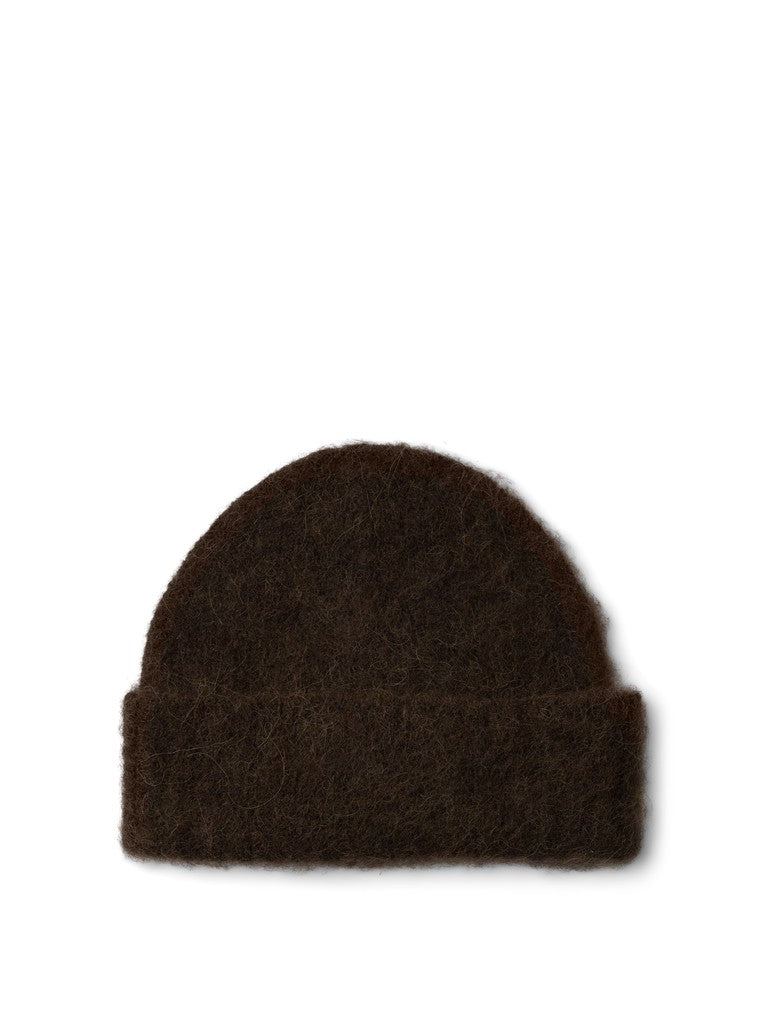 Selected Lulu Brushed Delicioso Brown Wool Beanie Hat