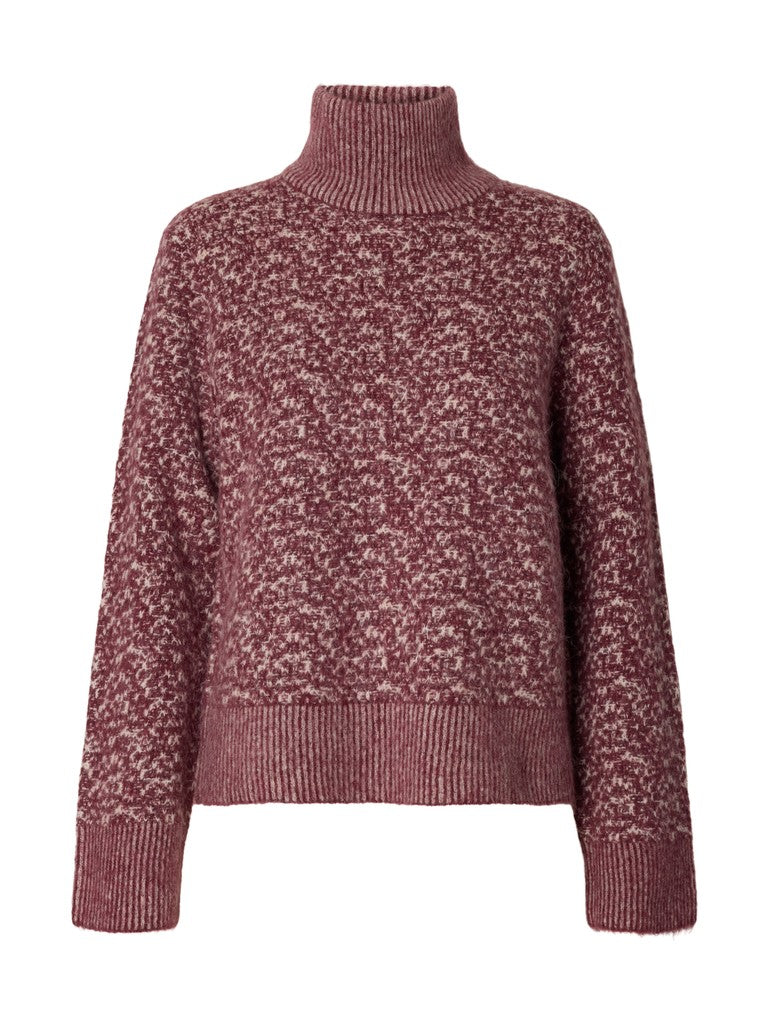 Selected Lulu Duo Tawny Port High Neck Knit
