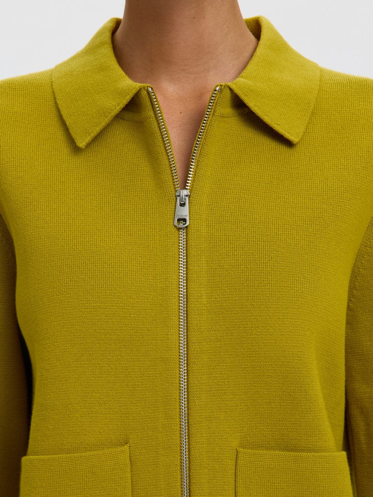 Selected Mika Zip Front Avocado Cardigan