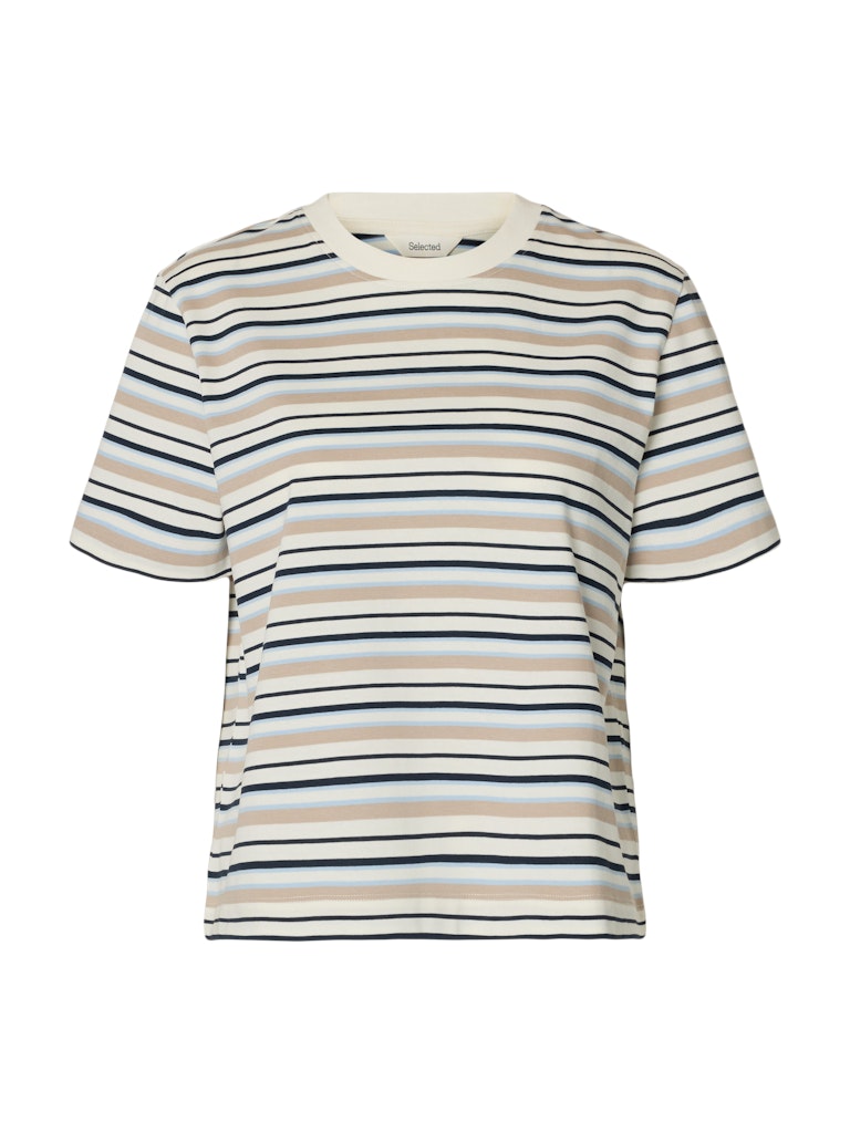 Selected Femme Essential Blue Stripe Boxy Tee