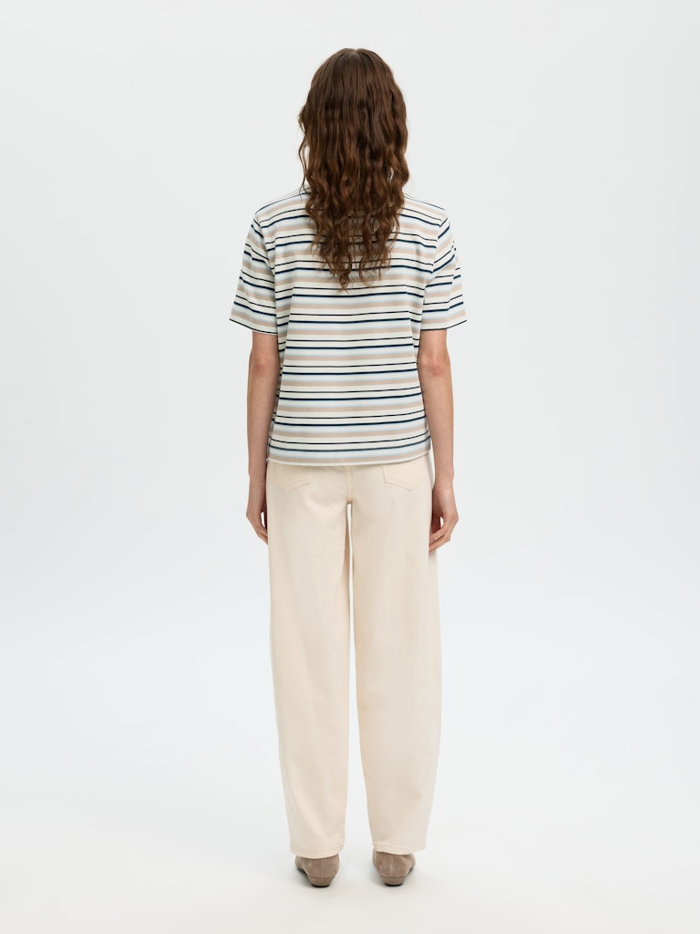 Selected Femme Essential Blue Stripe Boxy Tee