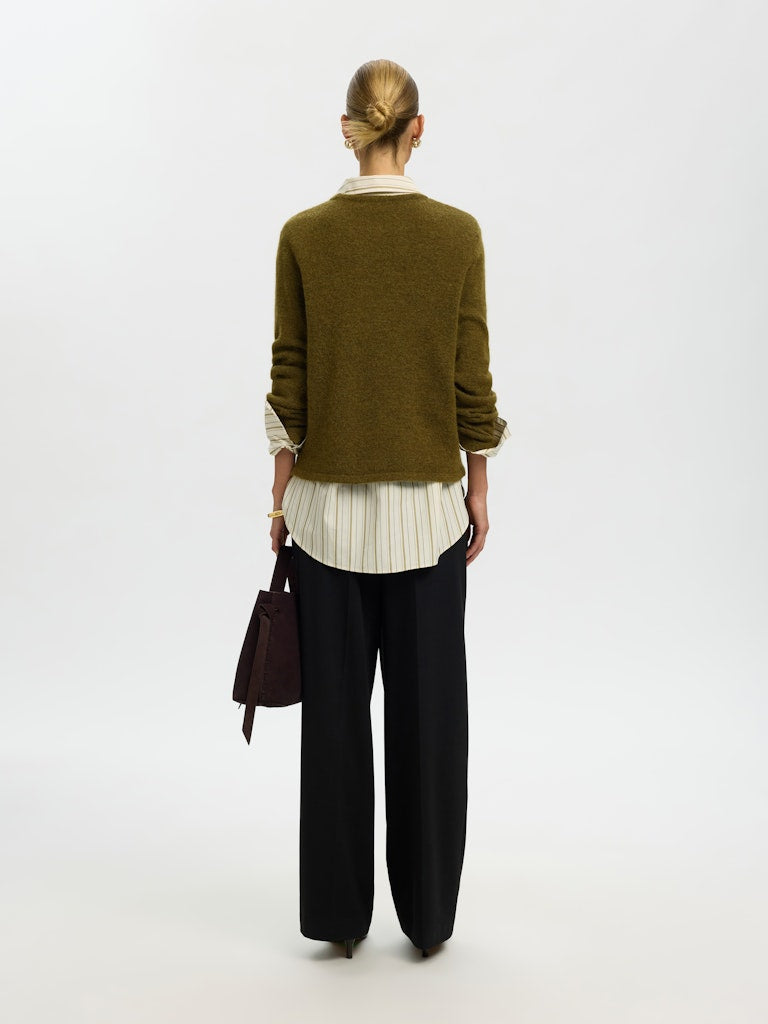 Selected Lulu Green Melange O-Neck Knit