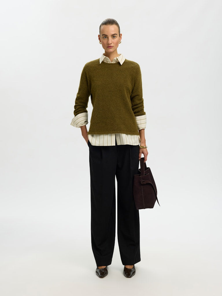 Selected Lulu Green Melange O-Neck Knit