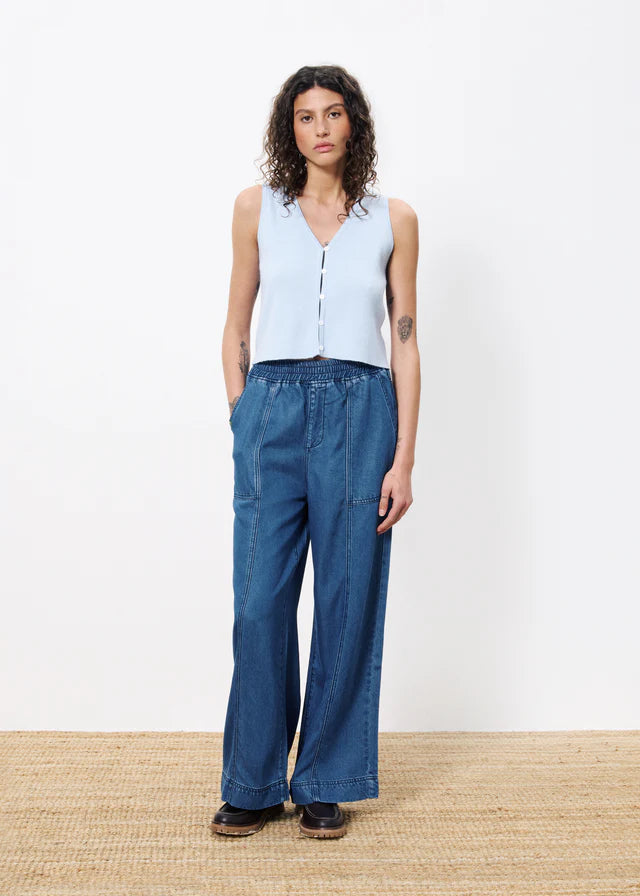 Frnch Satine Navy Blue Jean