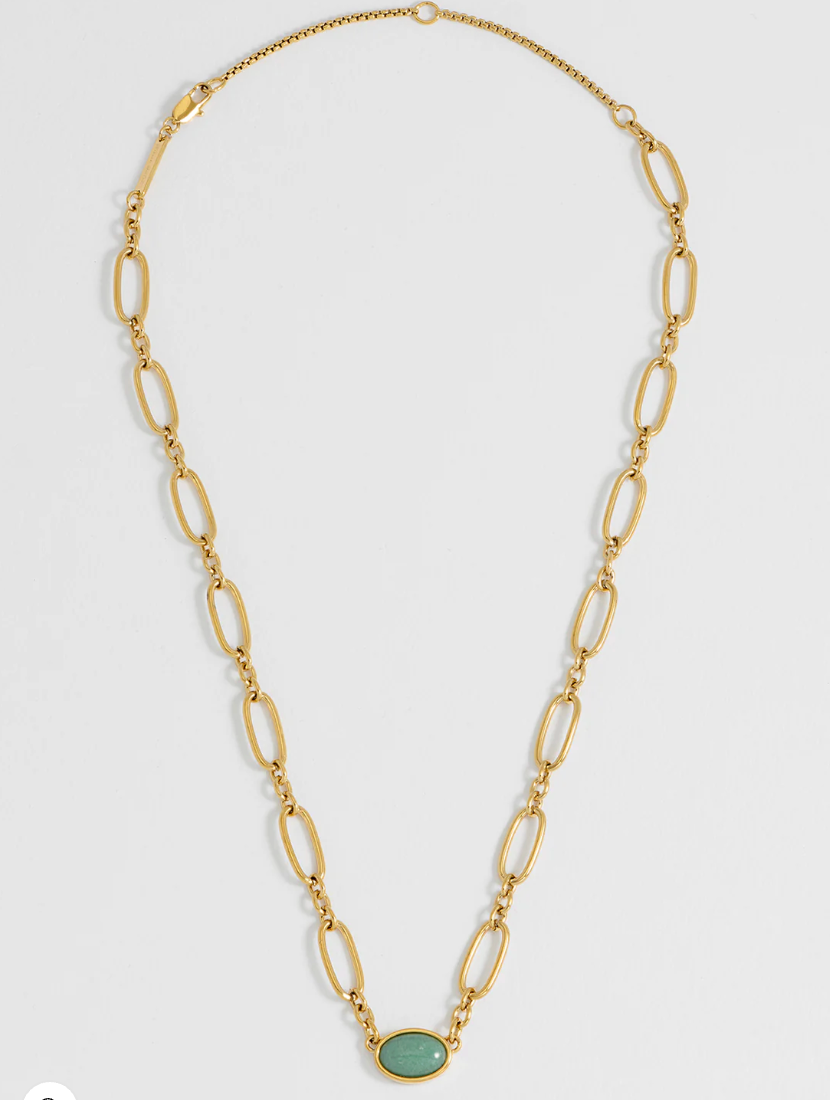 Estella Bartlett Green Aventurine Cabouchon Chain Necklace