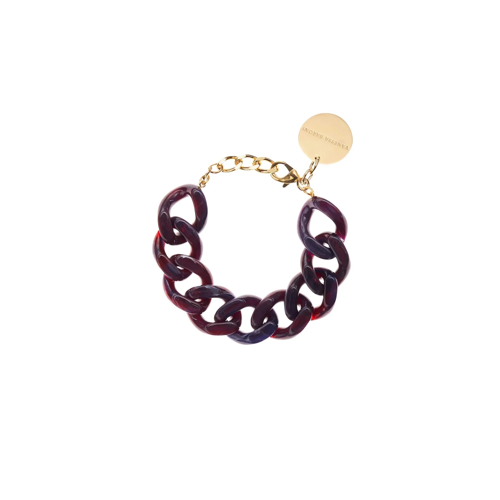 Vanessa Baroni Flat Chain Bracelet Aubergine Marble