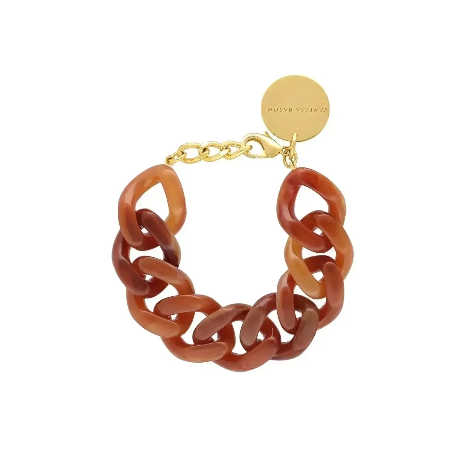 Vanessa Baroni Flat Chain Bracelet Cognac Marble