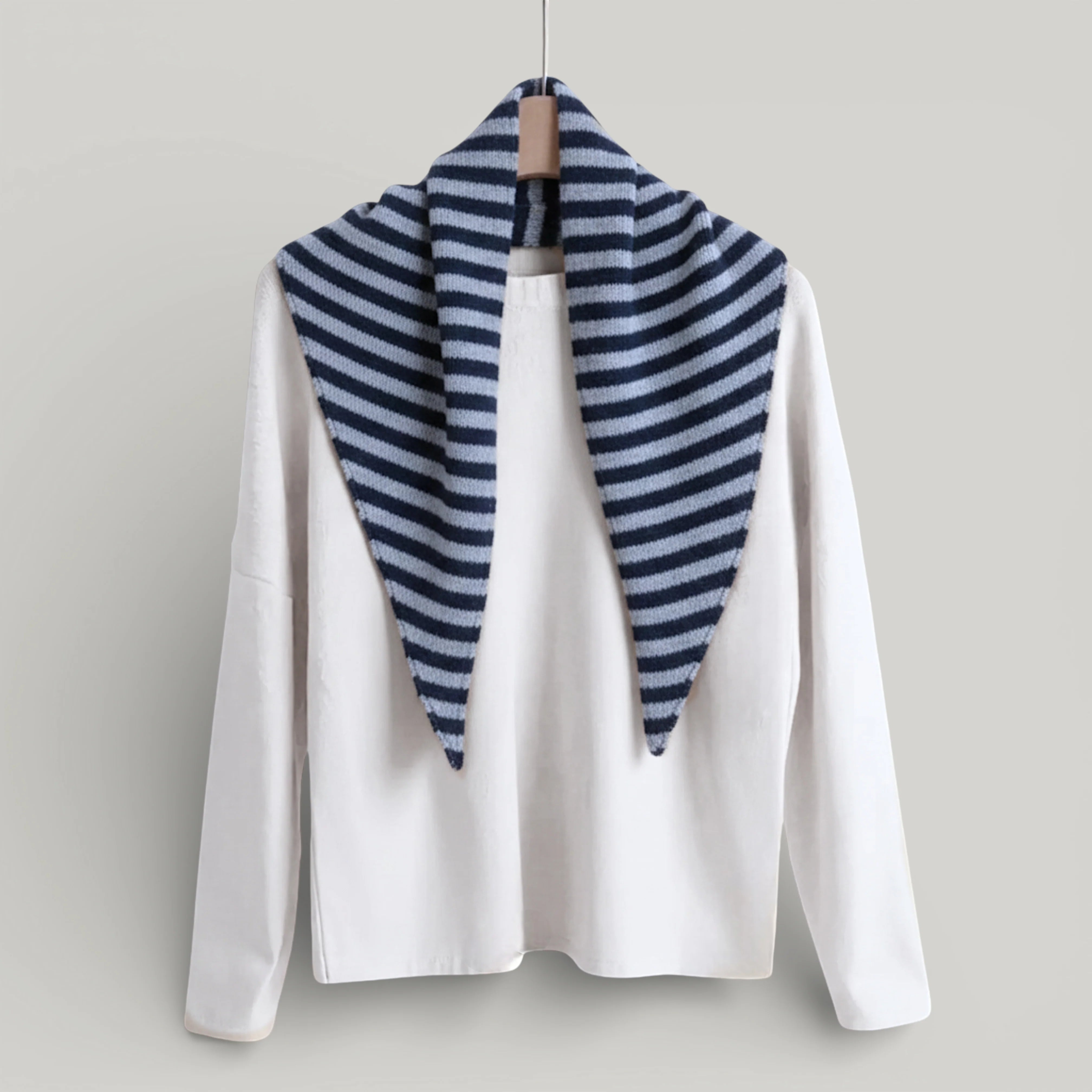 Precious Wool Blend Striped Triangle Scarf