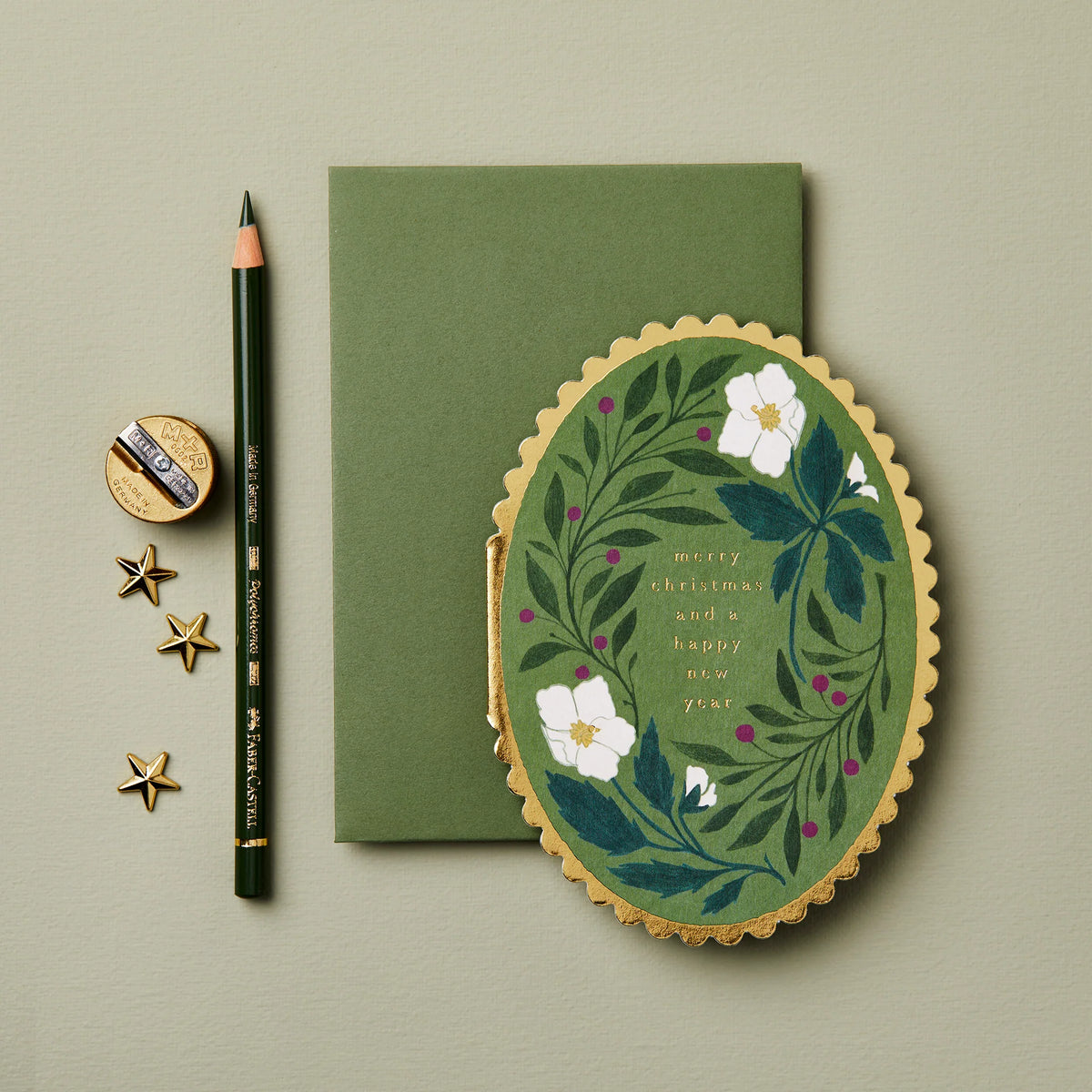 Wanderlust Green Flora 'Merry Christmas' Greetings Card