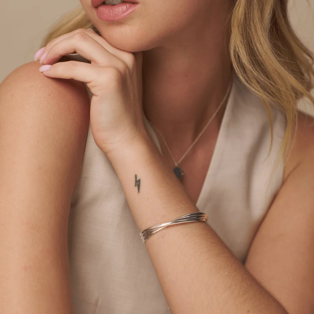 Orelia Interlocking Open Silver Bangle