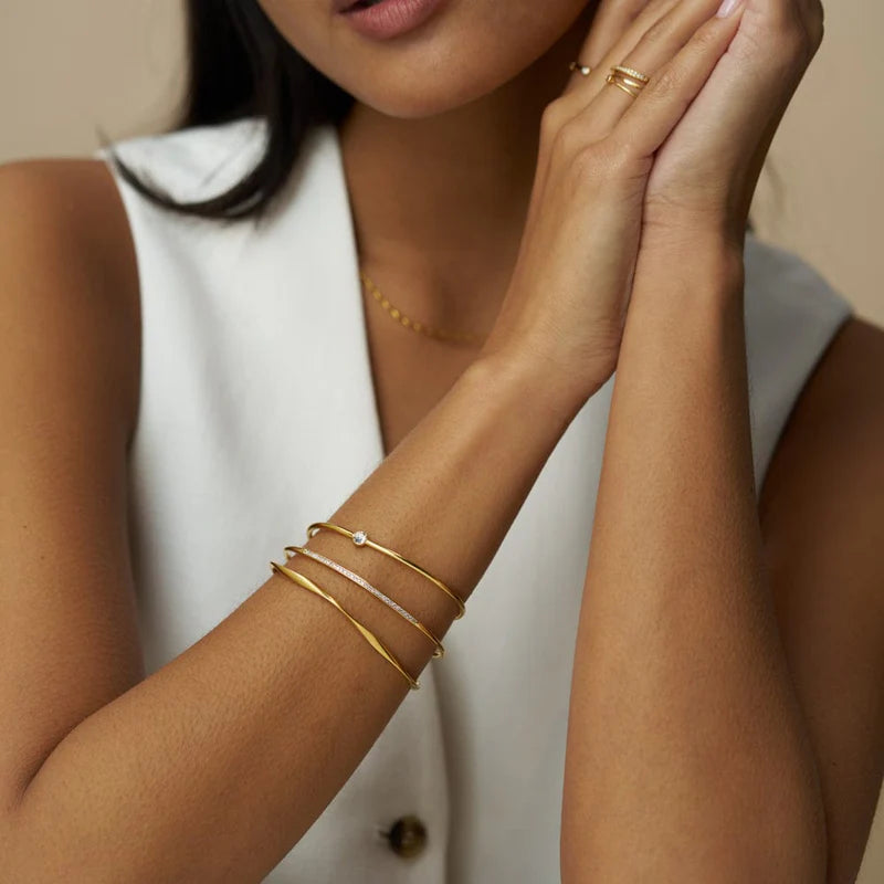 Orelia Fine Crystal & Wave Wrist Stacking Set Bracelet