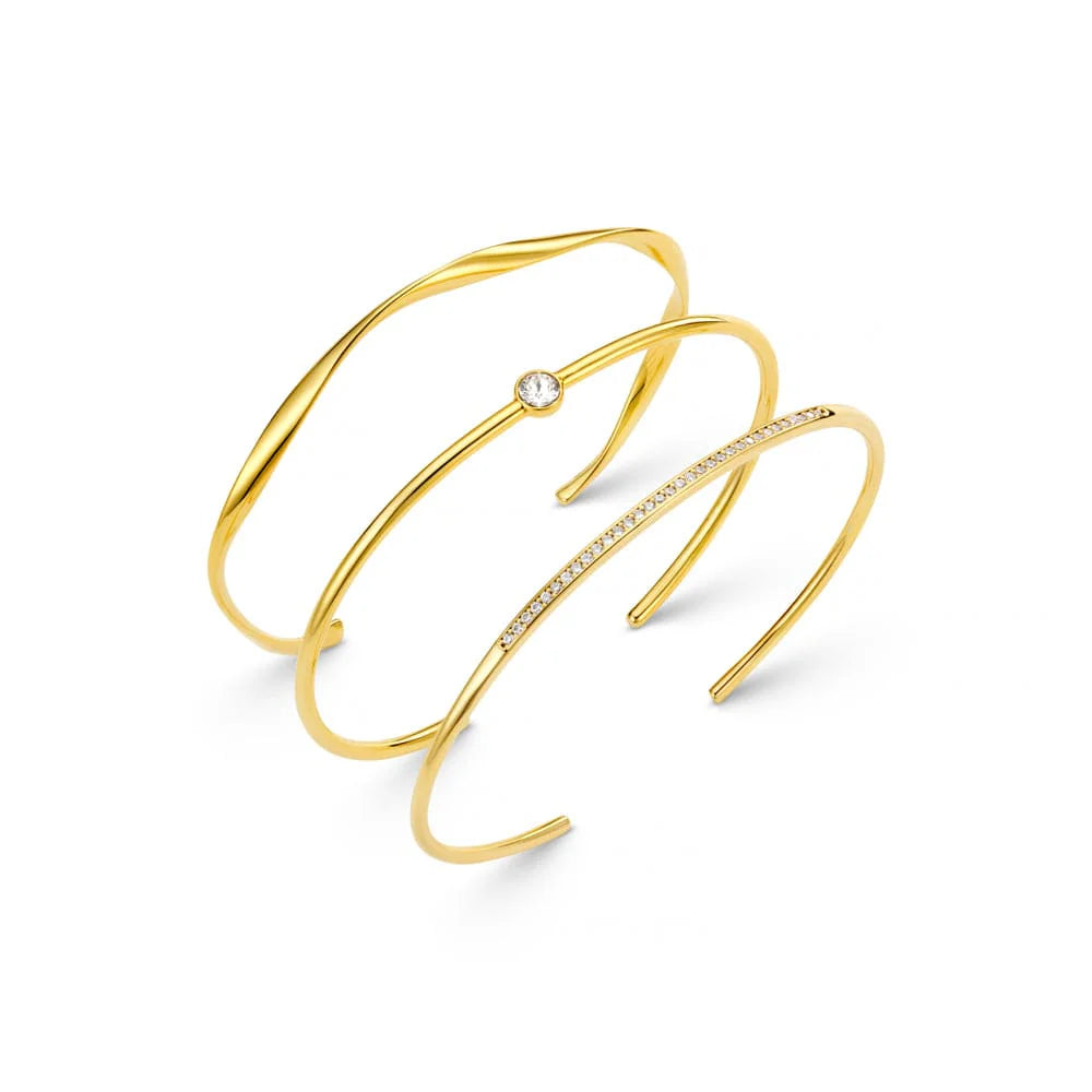 Orelia Fine Crystal & Wave Wrist Stacking Set Bracelet