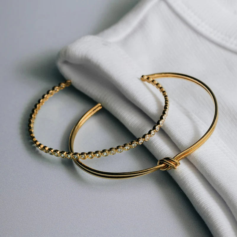 Orelia Linear Knot & Crystal Bangle Wrist Stacking