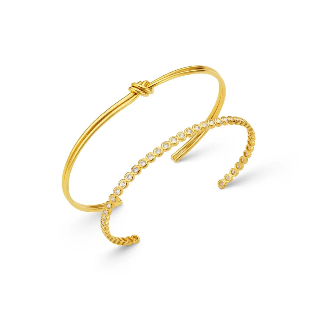 Orelia Linear Knot & Crystal Bangle Wrist Stacking