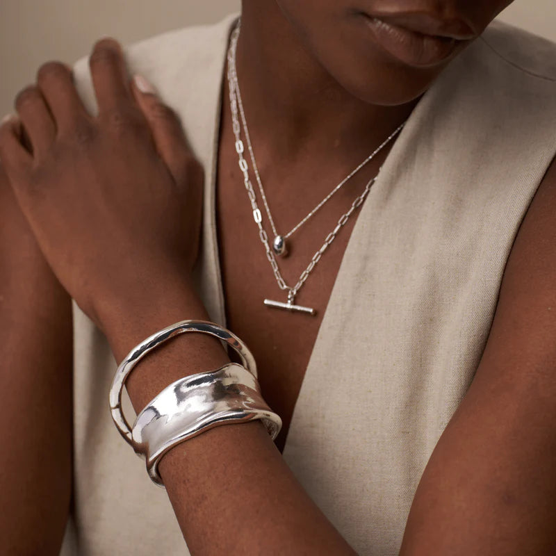 Orelia Silver Statement Organic Molten Metal Cuff