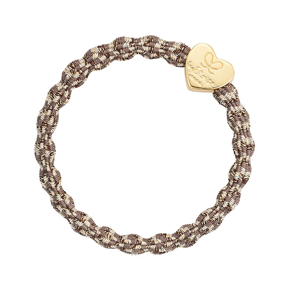 By Eloise Metallic Gold Heart Toffee Hair Band