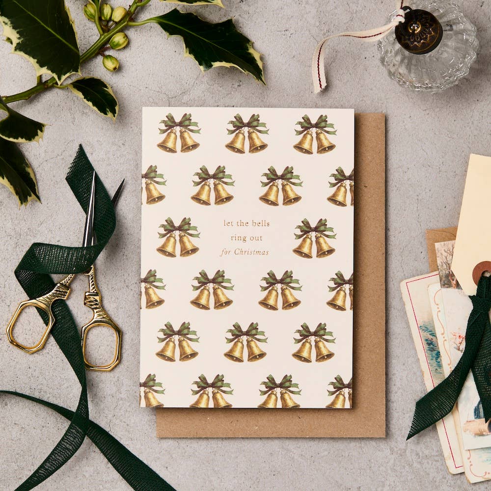 Katie Leamon Vintage Bells Multi Christmas Card
