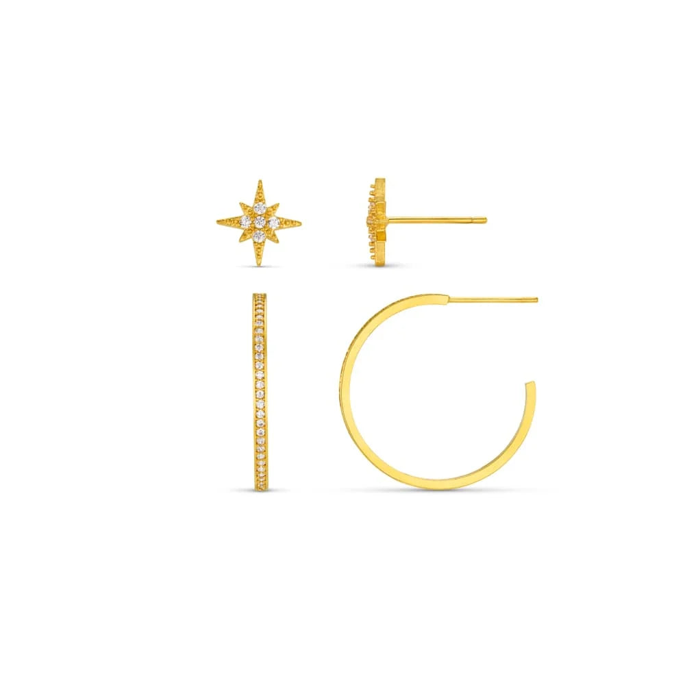 Orelia Starburst Mid-Size Stud & Pave