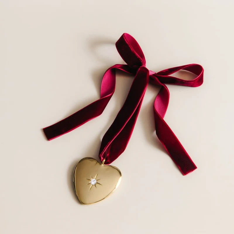 Crystal Heart & Velvet Ribbon Christmas Decoration