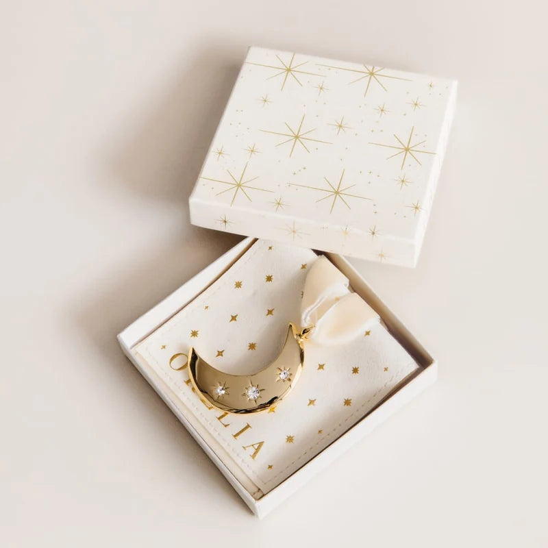 Orelia Crystal Moon & Velvet Ribbon Christmas Decoration