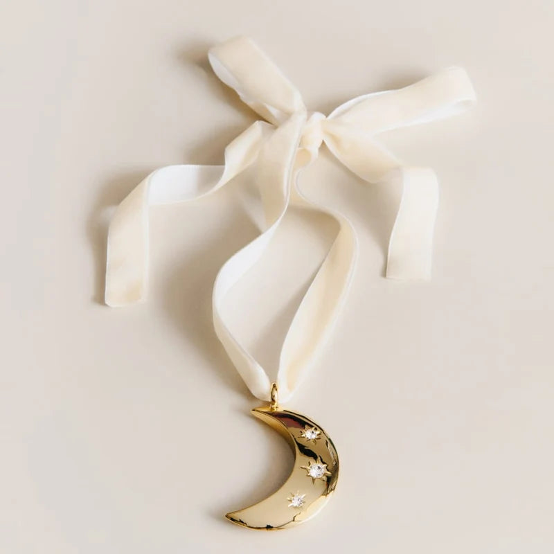 Orelia Crystal Moon & Velvet Ribbon Christmas Decoration