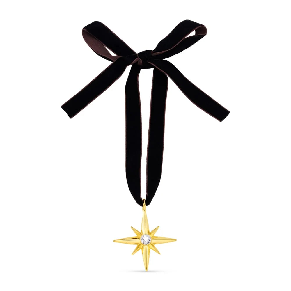 Orelia Crystal Star & Velvet Ribbon Christmas Decoration