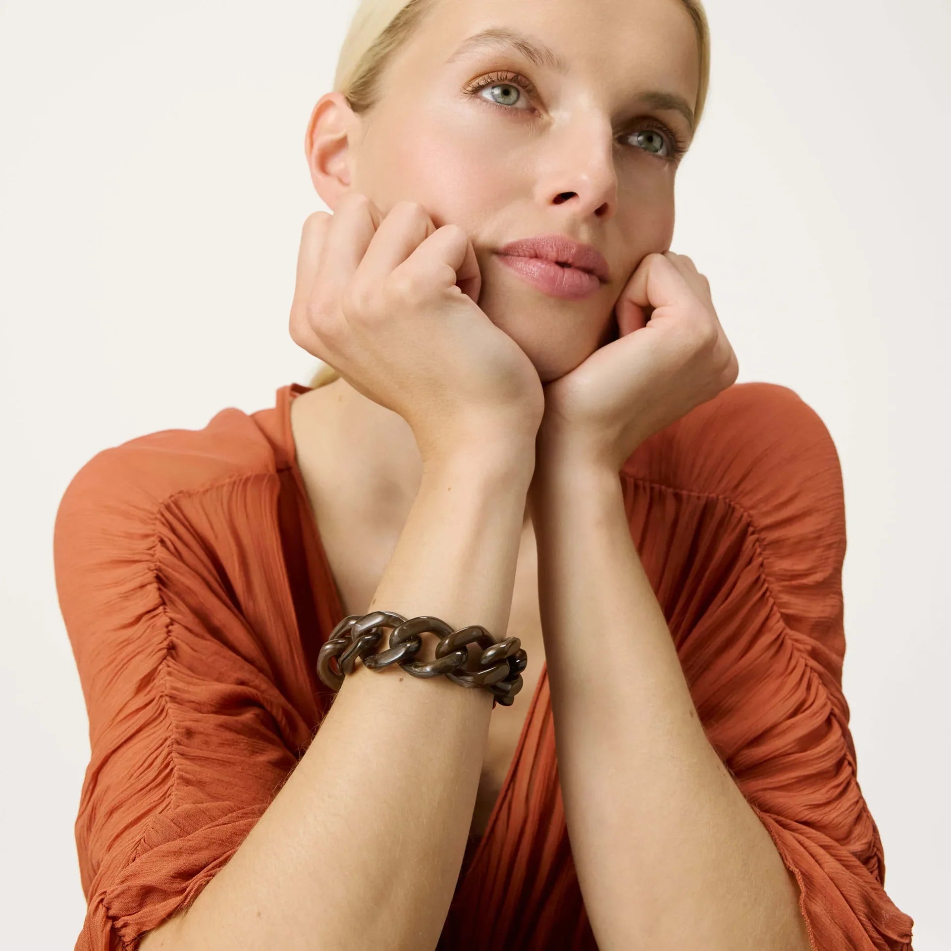 Vanessa Baroni Flat Chain Bracelet Dark Brown Marble