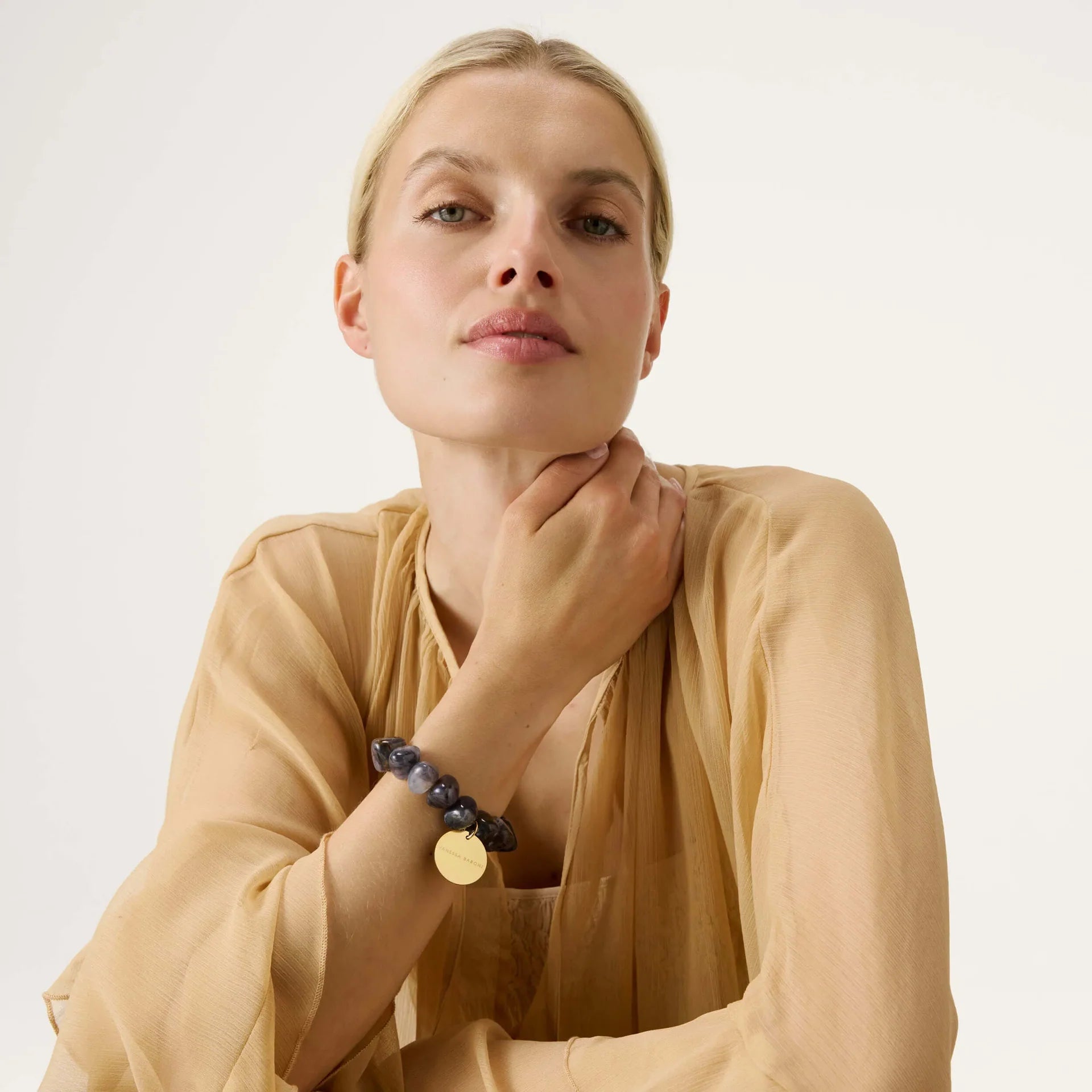 Vanessa Baroni Stone Flex Bracelet Blue Jeans Marble