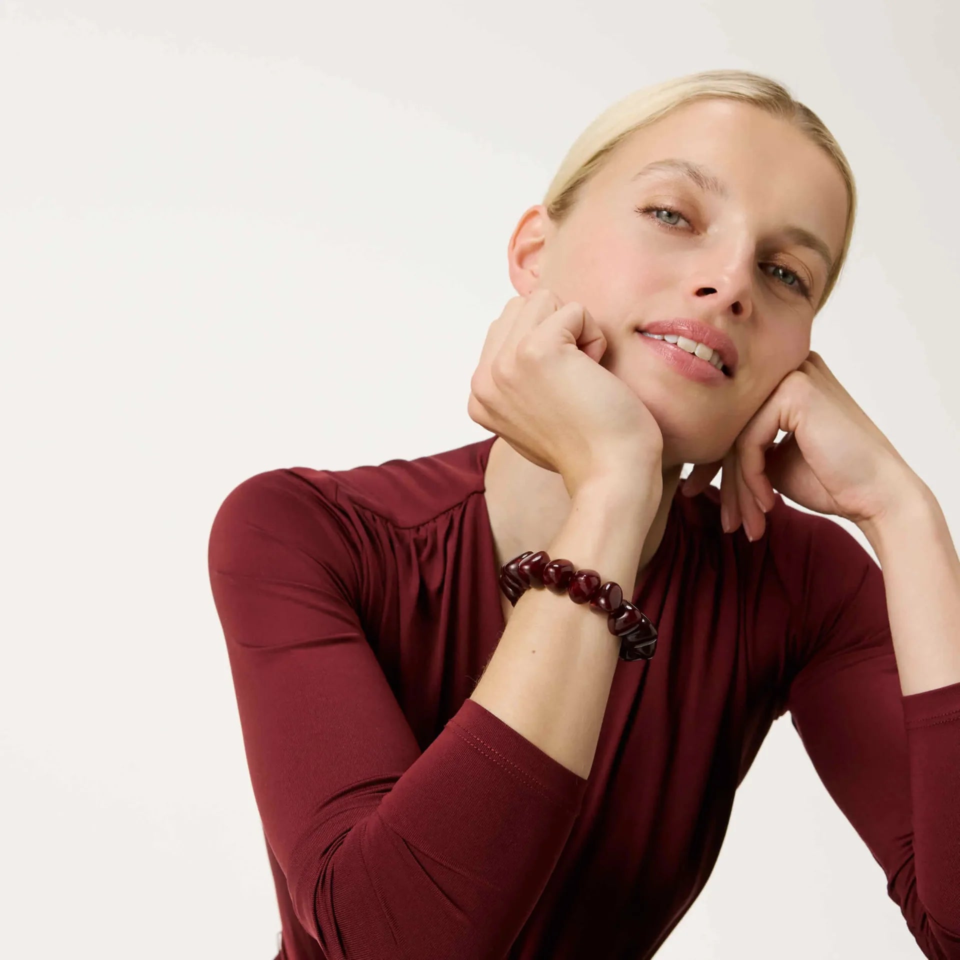 Vanessa Baroni Stone Flex Bracelet Bordeaux Marble