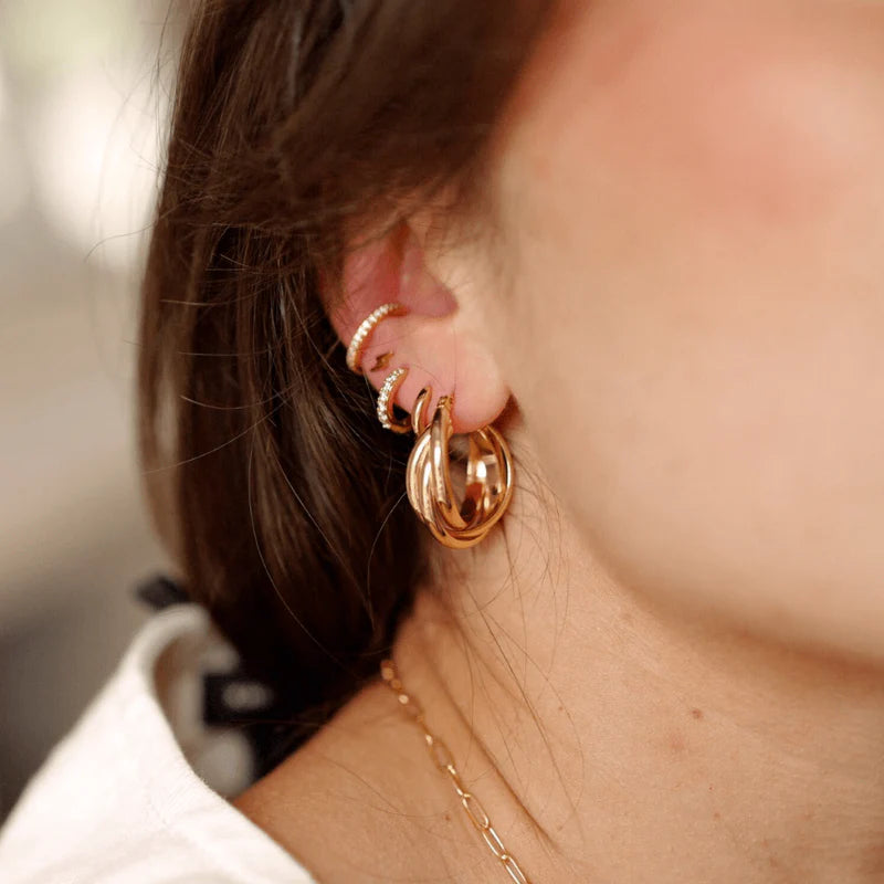 Orelia Gold Interlocking Hoop Earrings