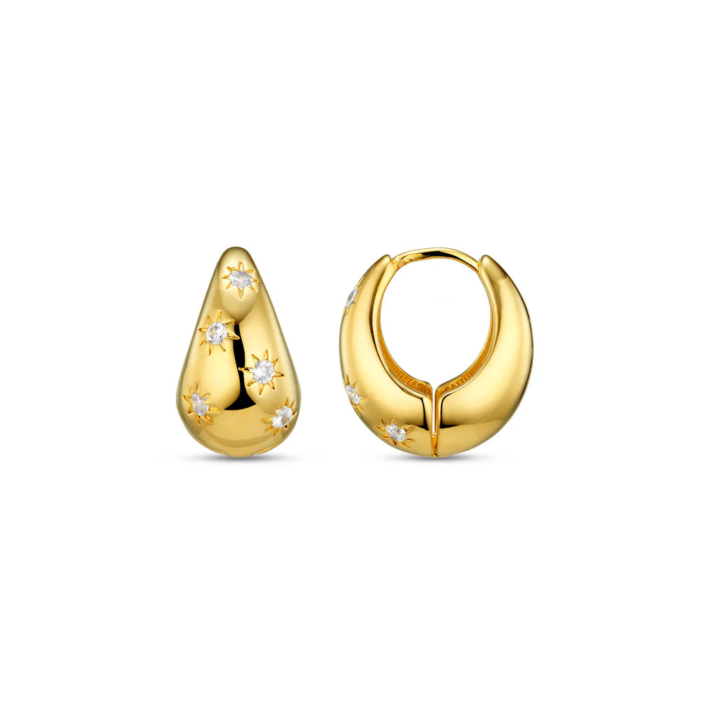 Orelia Tapered Crystal Starburst Hoop Earrings