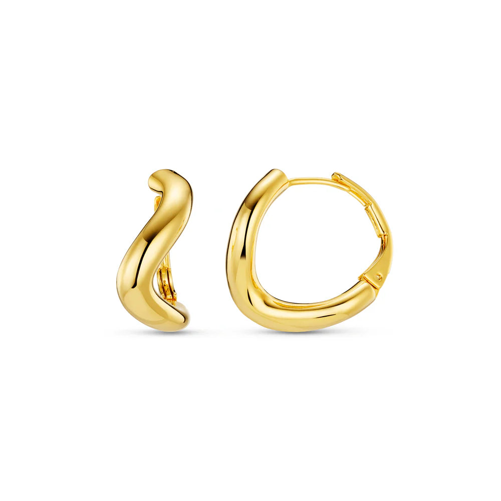 Orelia Gold Round Wave Chunky Hoop Earrings