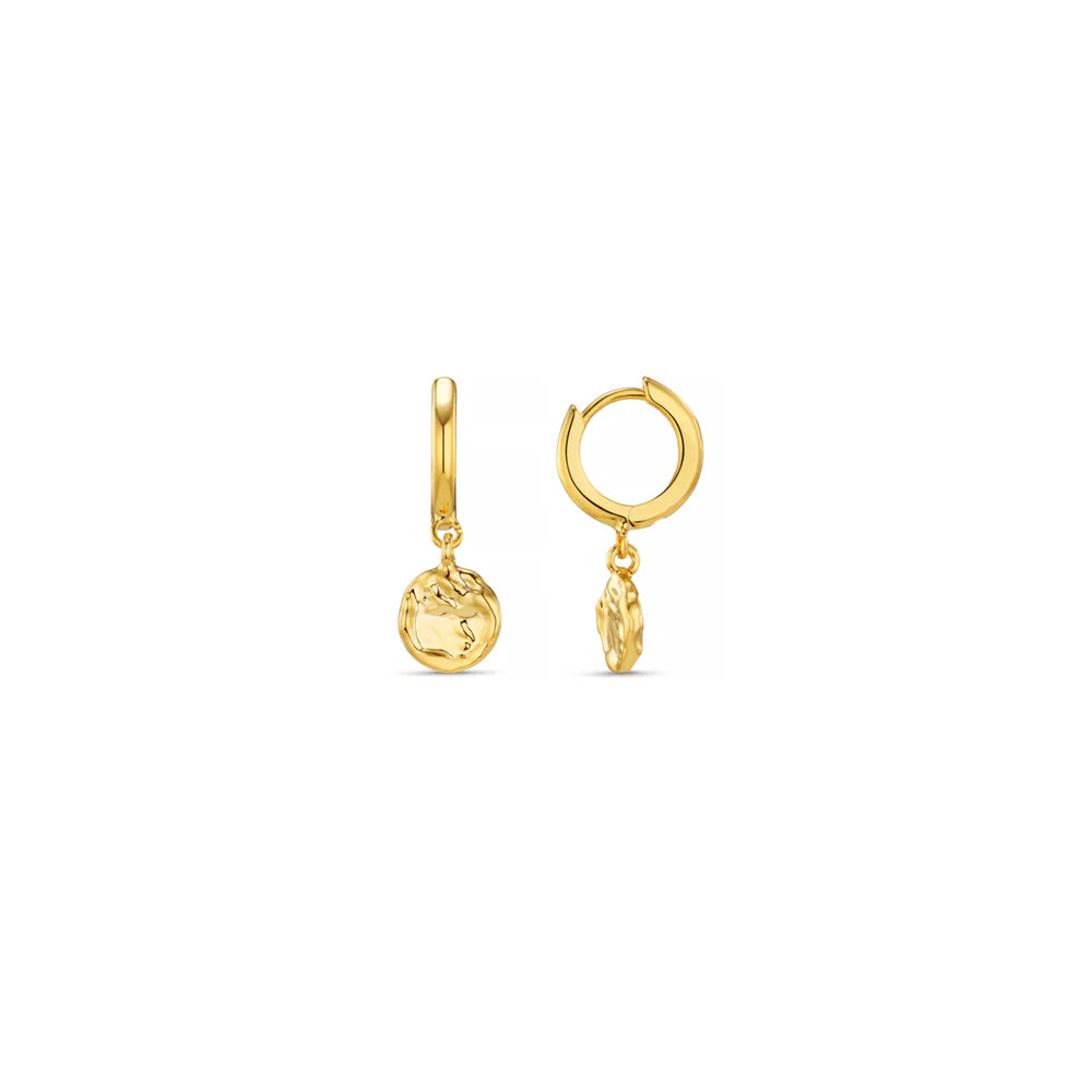 Orelia Gold Molten Coin Huggie Hoop Earrings