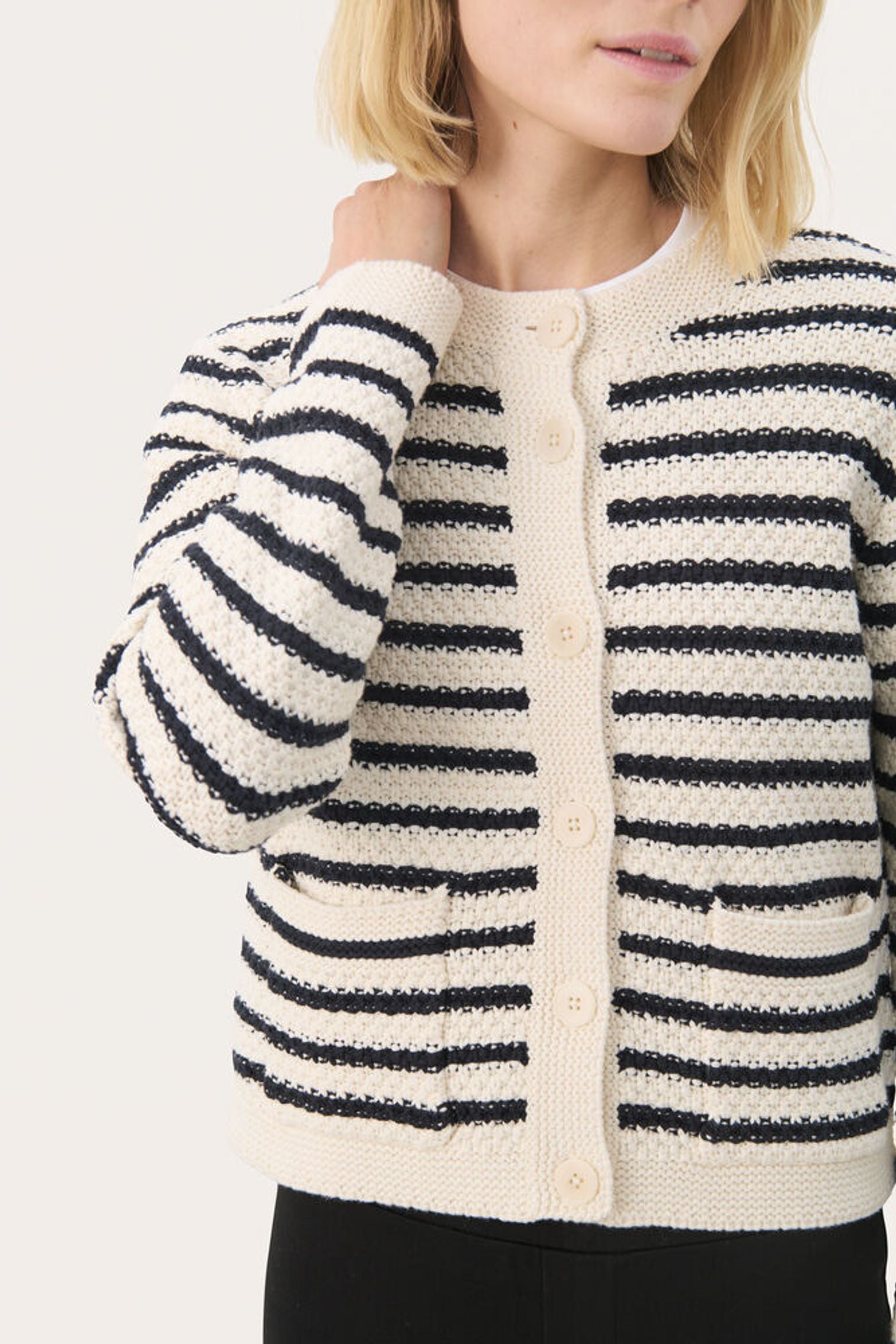 Part Two Elmie Navy Stripe Cardigan